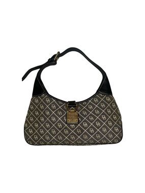 Dooney & Bourke Brown Monogram Shoulder Bag with Black Trim